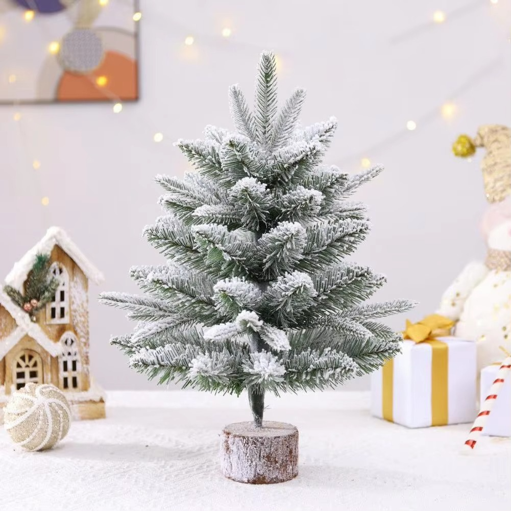 Small Authentic Tabletop Pine Christmas Tree with Wood Stand