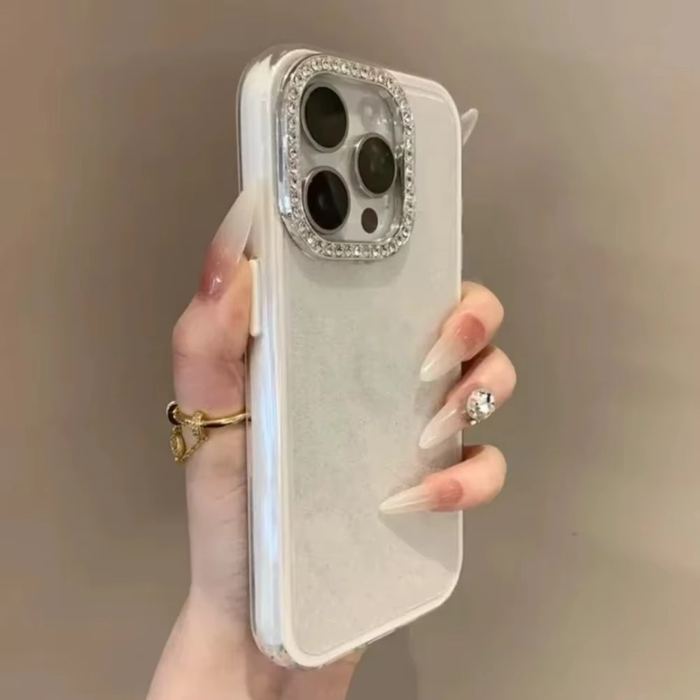 Sparkly Glitter Phone Case with Diamond Camera Cover