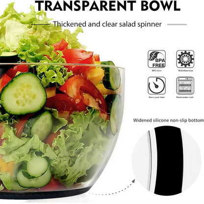 Large Capacity Easy Spin Salad Dryer with One Touch Lid