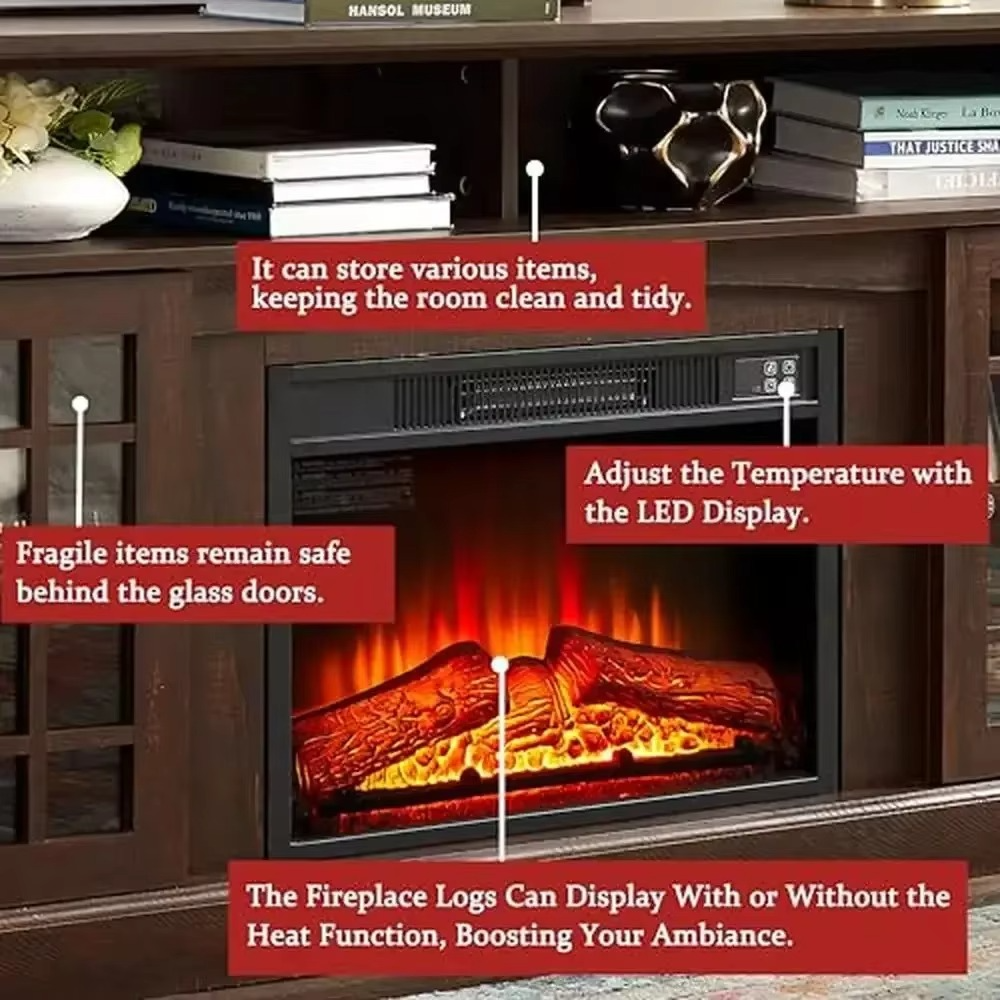 Cozy Infrared Electric Fireplace TV Console for 70 TVs