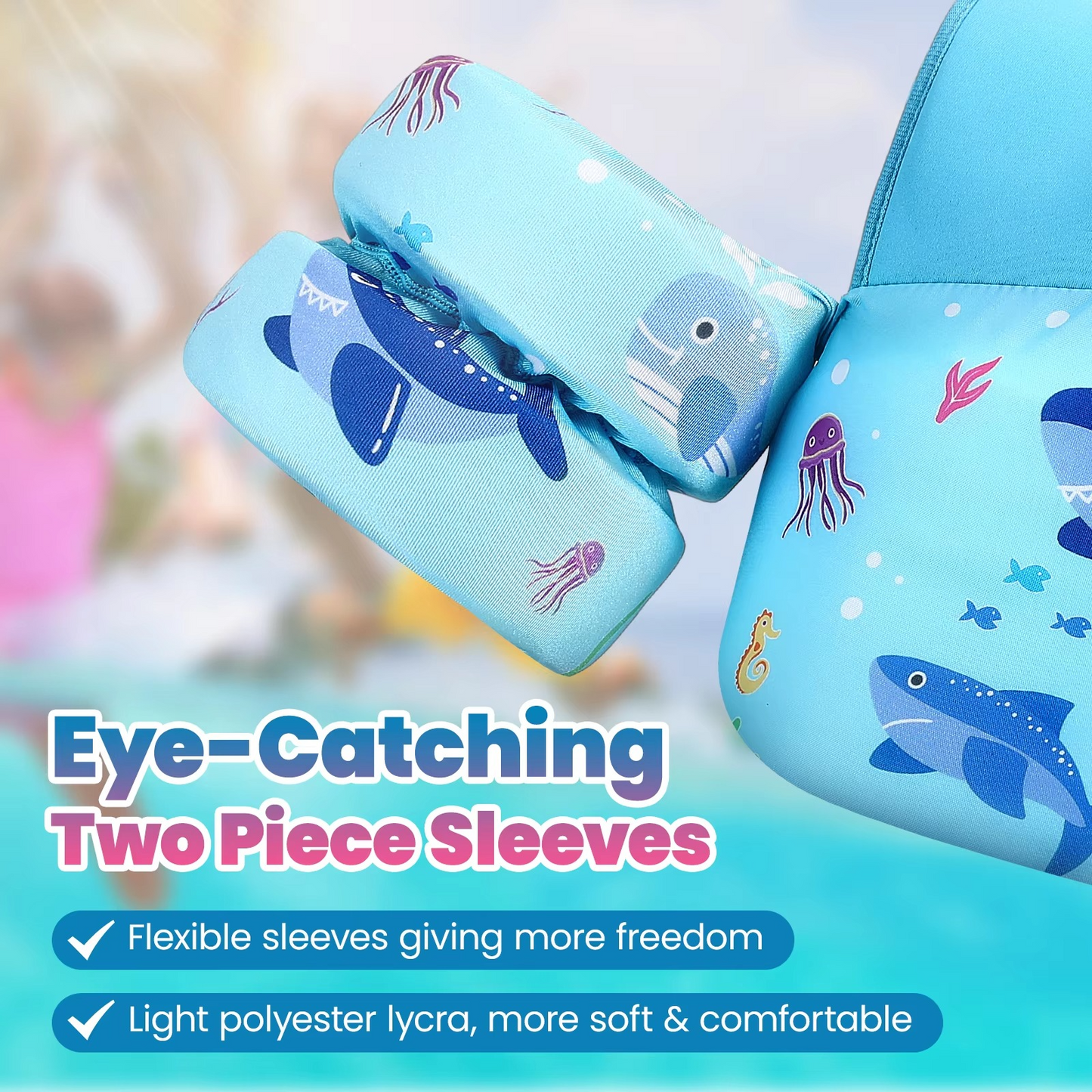 Childrens Swim Vest with Floaties and Safety Whistle