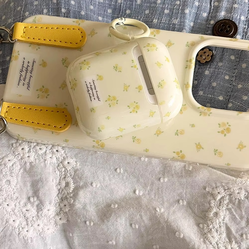 Bright Floral Clear AirPods Case With Keychain