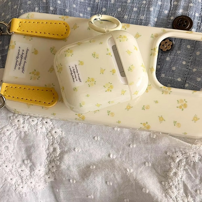 Bright Floral Clear AirPods Case With Keychain