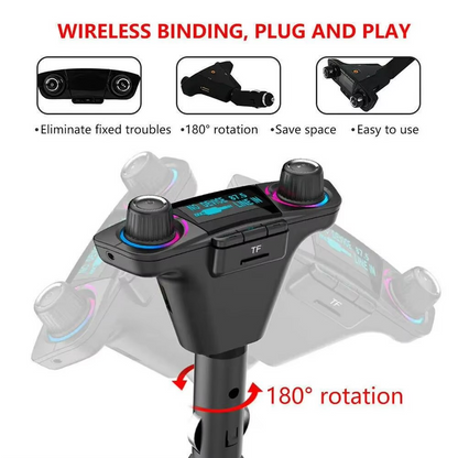 Wireless Car FM Adapter with Dual USB Charging and LED Screen