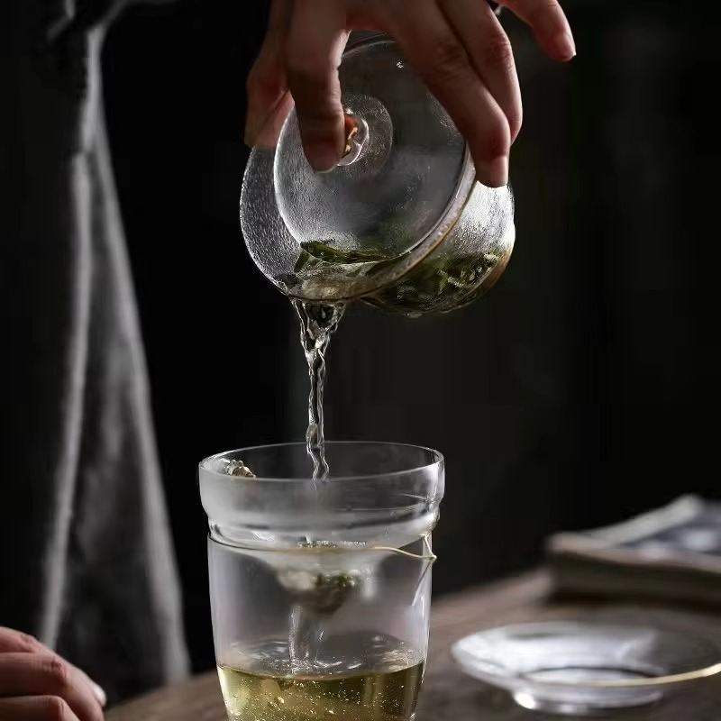 Traditional Handcrafted Ceramic Gaiwan Tea Set for Home Use