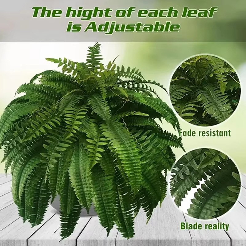 Realistic Artificial Boston Fern for Home and Garden Decor