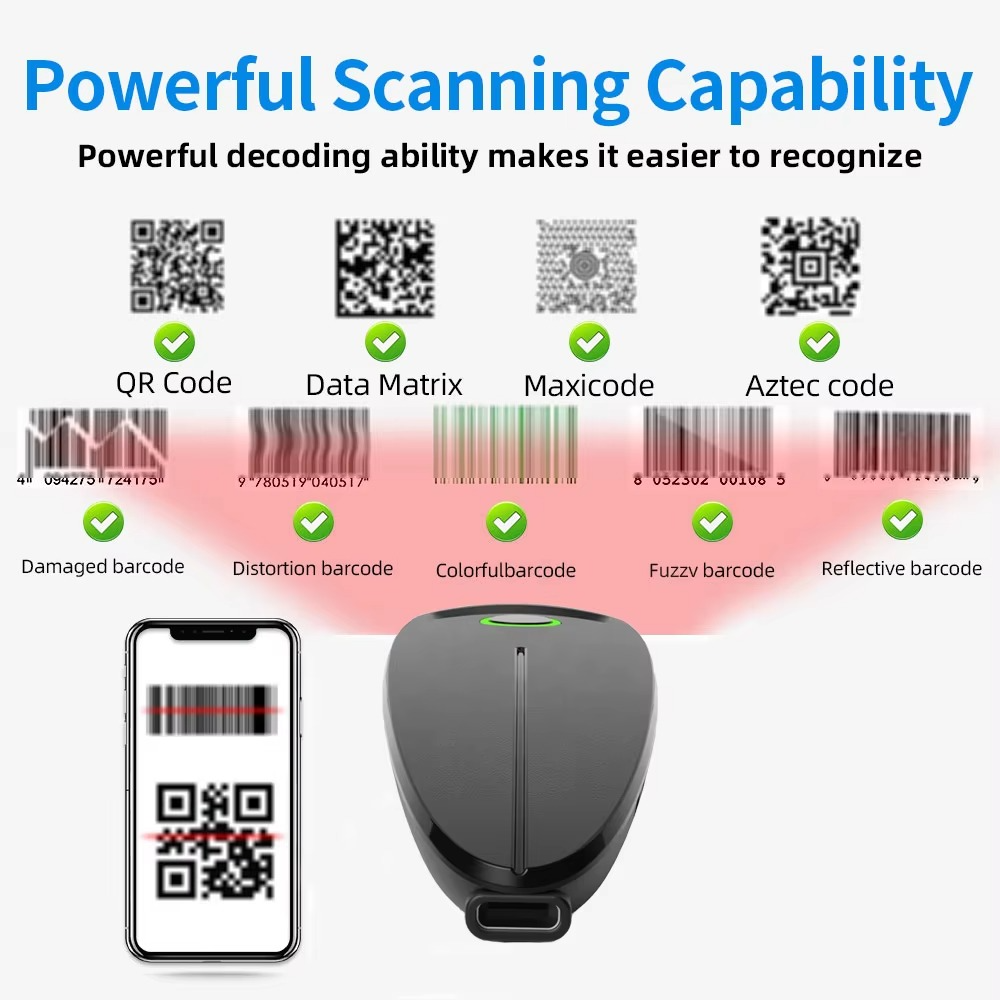 Compact Wireless Barcode Reader With LCD Screen