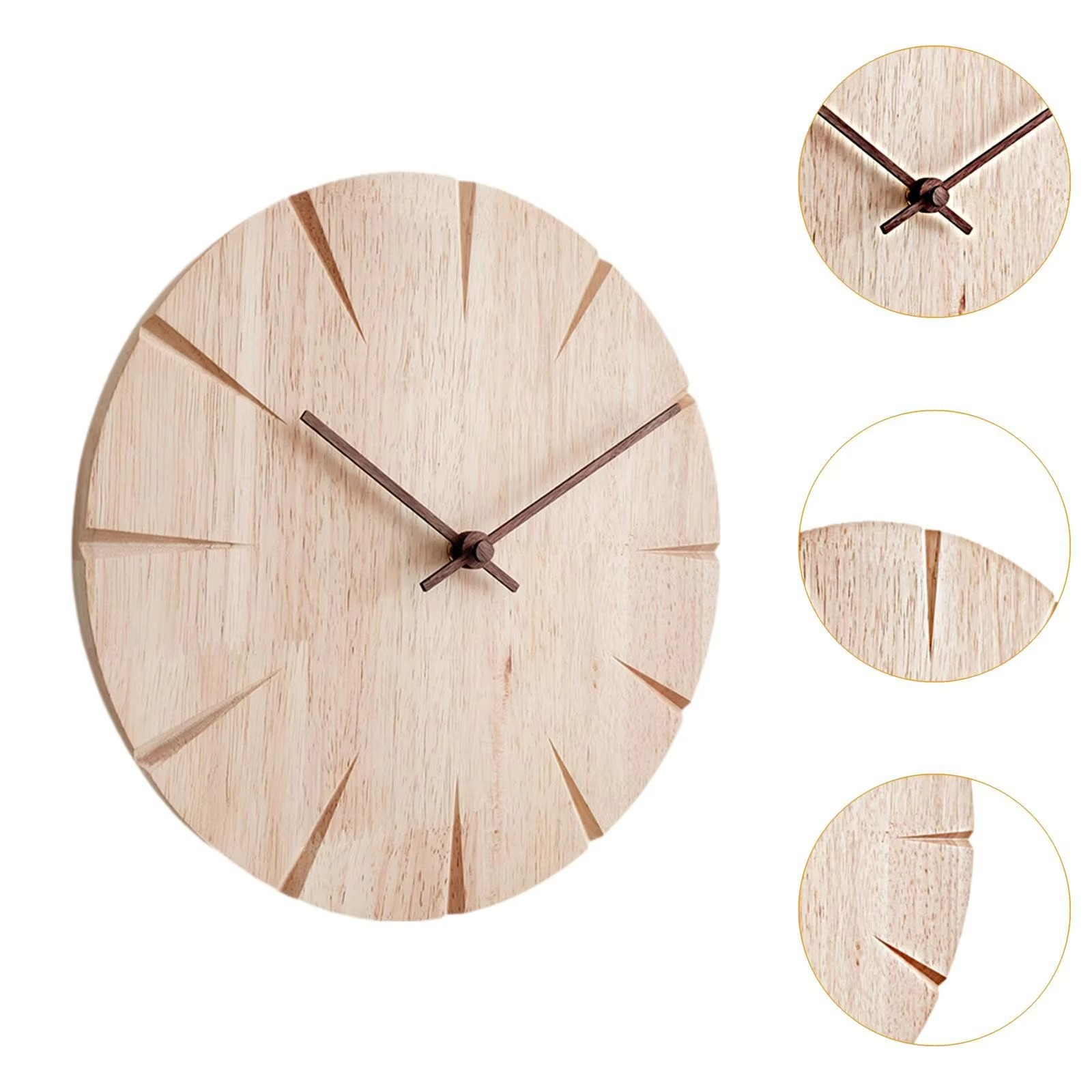 Quiet Wooden Large Wall Clock for Home and Office - Hehif
