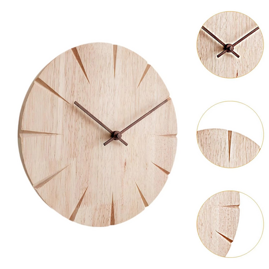 Quiet Wooden Large Wall Clock for Home and Office - Hehif