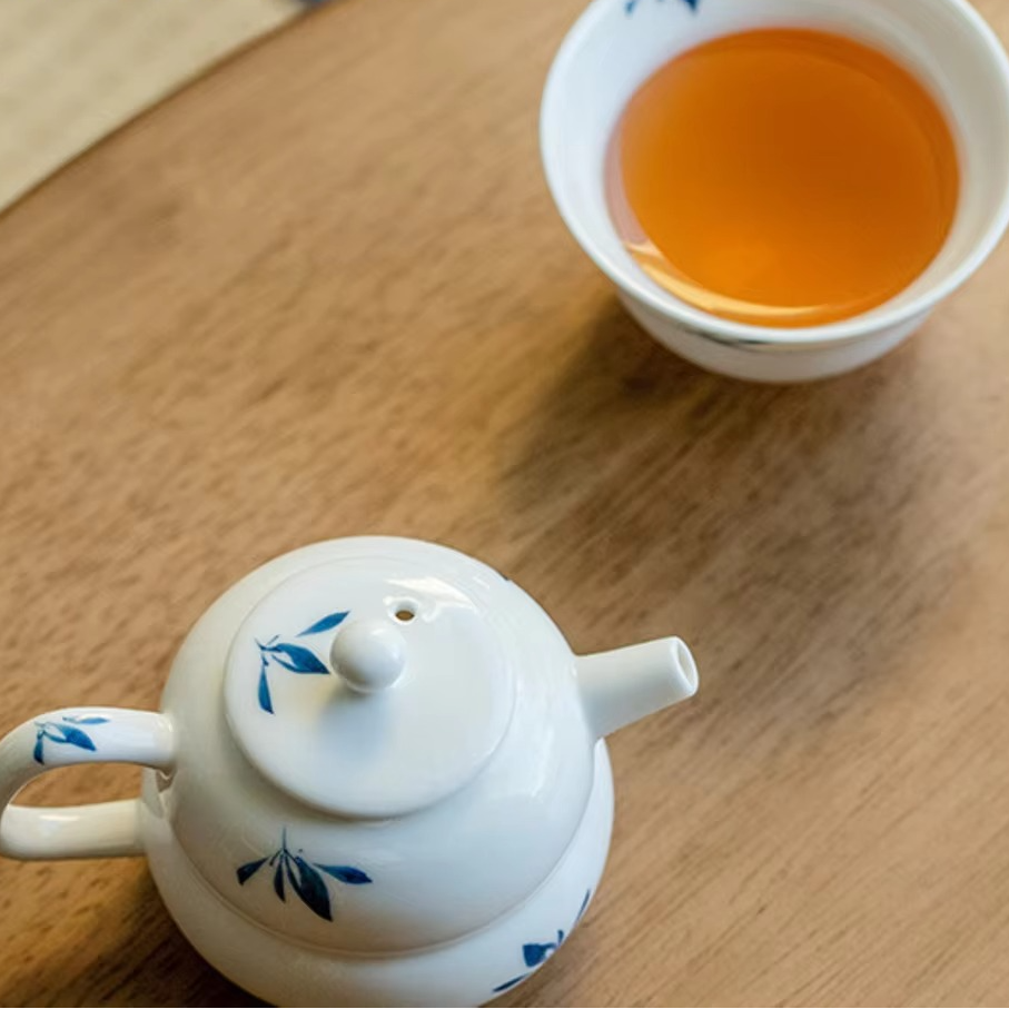Colorful Floral Ceramic Tea Set with Teapot and Mugs