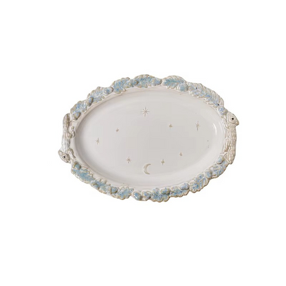Classic White Ceramic Dinner Plate with Floral Design