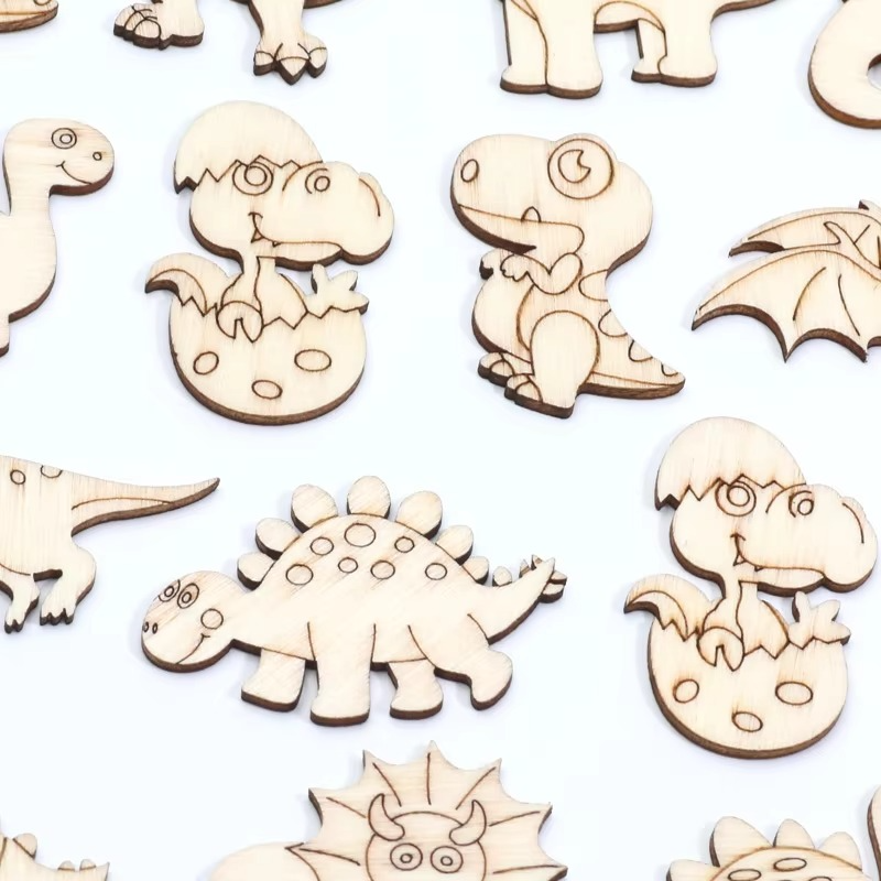 20pc Wood Dino Shapes for Crafting and DIY Projects