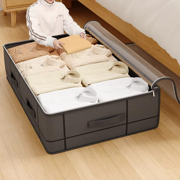 Sturdy Collapsible Underbed Storage Container with See Through Window