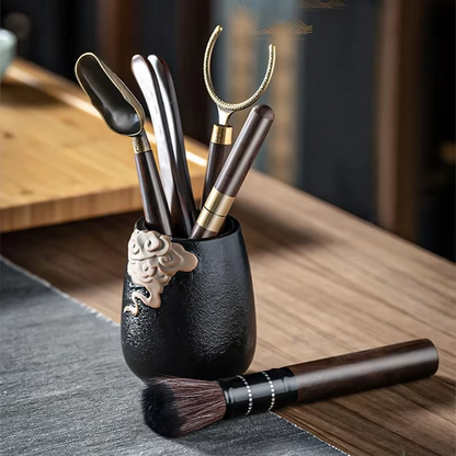 Traditional Japanese Tea Set with Tools and Accessories