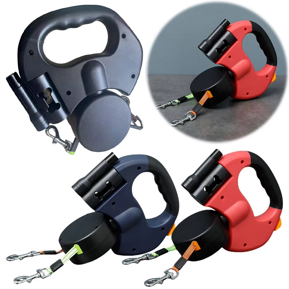Comfortable Double Dog Leash with LED Night Light