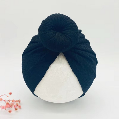 Soft Cable Baby Hat with Floral Headband