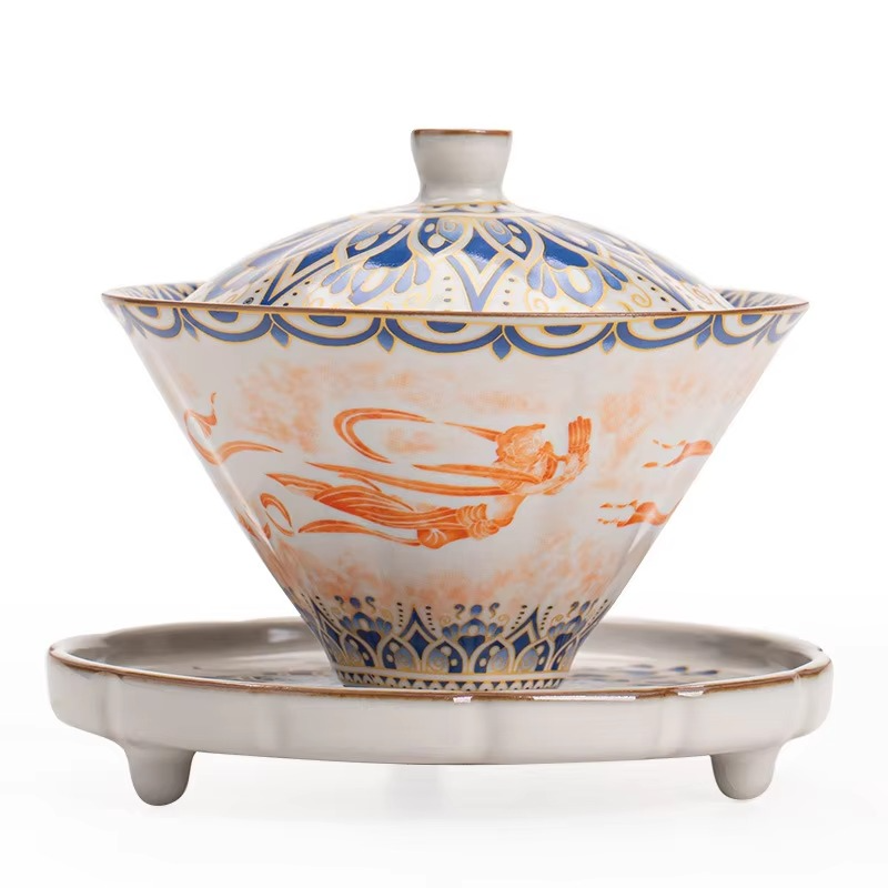 Delicate Chinese Ceramic Tea Set with Lid - Hehif