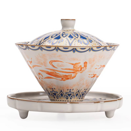 Delicate Chinese Ceramic Tea Set with Lid - Hehif