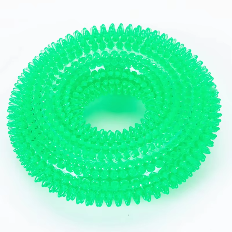 Tough Squeaky Dog Chew Ring - Rubber Dental Toy
