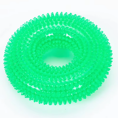 Tough Squeaky Dog Chew Ring - Rubber Dental Toy