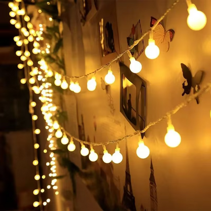 Colorful Holiday String Lights with Festive Decorations