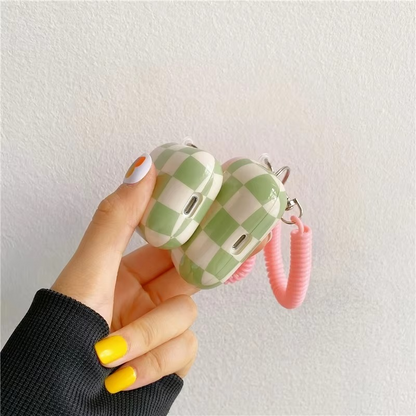 Glittery Grid AirPods Cover with Sparkle Chain Strap