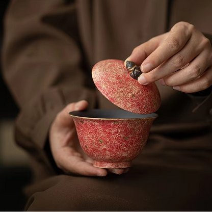 Delicate Handpainted Ceramic Tea Set with Lid