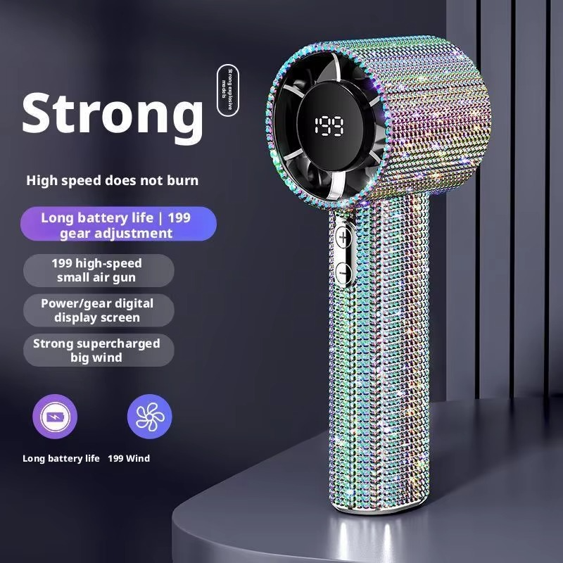 Compact Rechargeable Fan with 199 Speeds and USB Charging