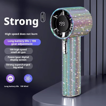 Compact Rechargeable Fan with 199 Speeds and USB Charging