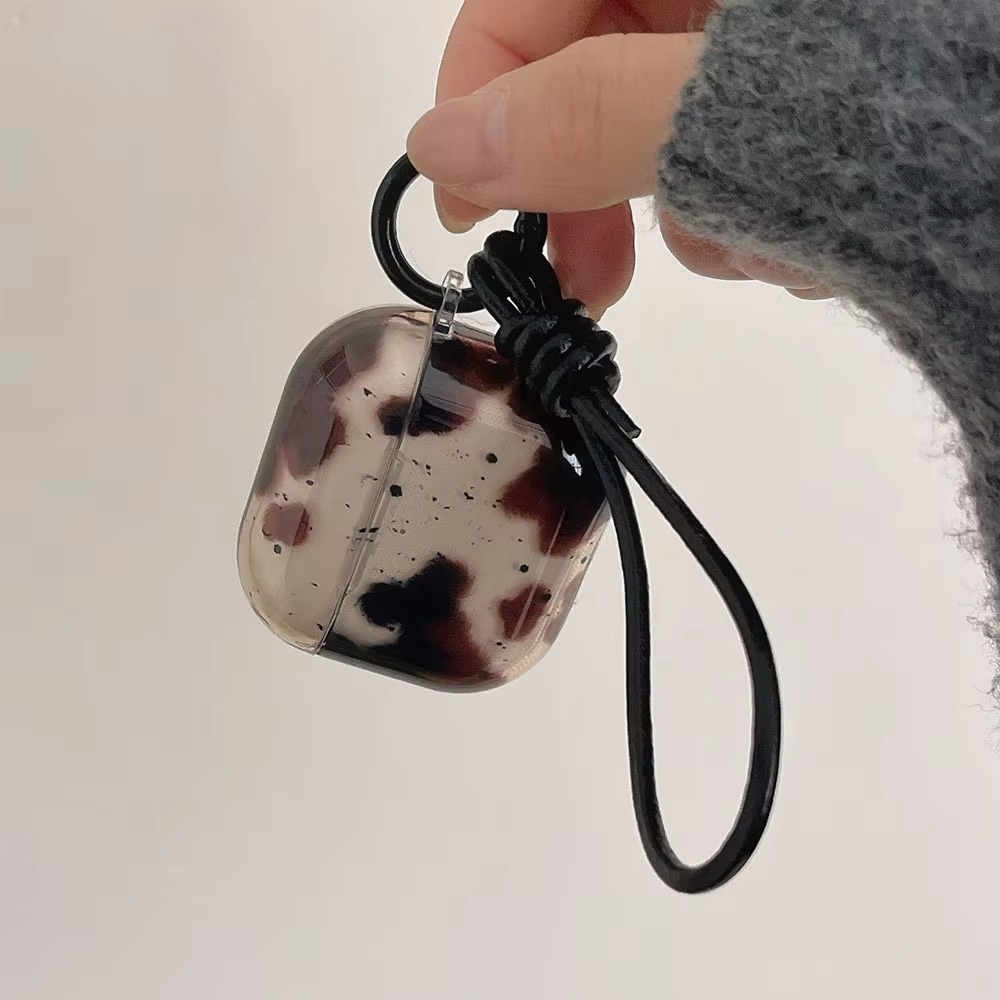 Stylish Agate Design AirPods Cover with Leather Strap