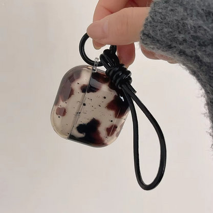 Stylish Agate Design AirPods Cover with Leather Strap
