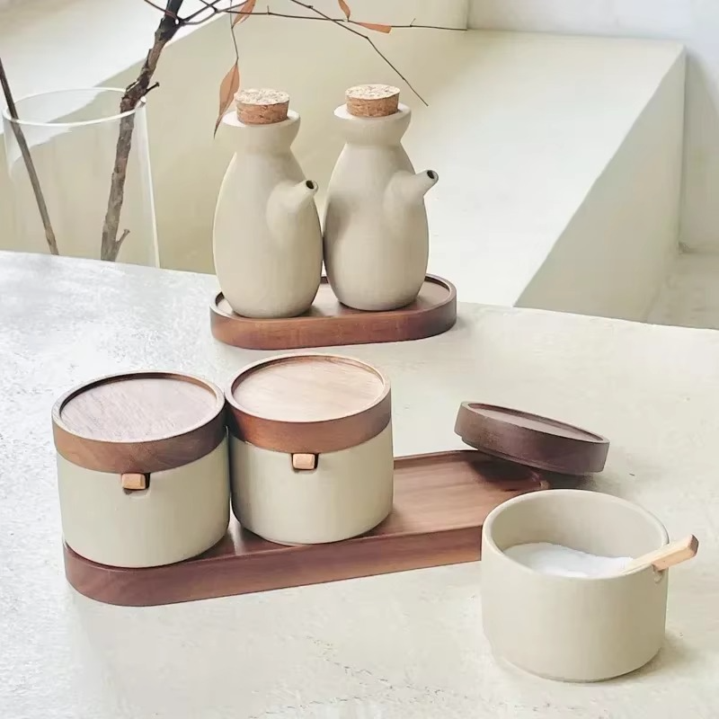 Vintage Style Spice Jar with Wood Top