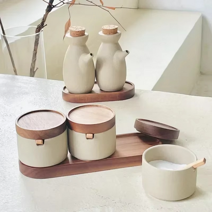 Vintage Style Spice Jar with Wood Top