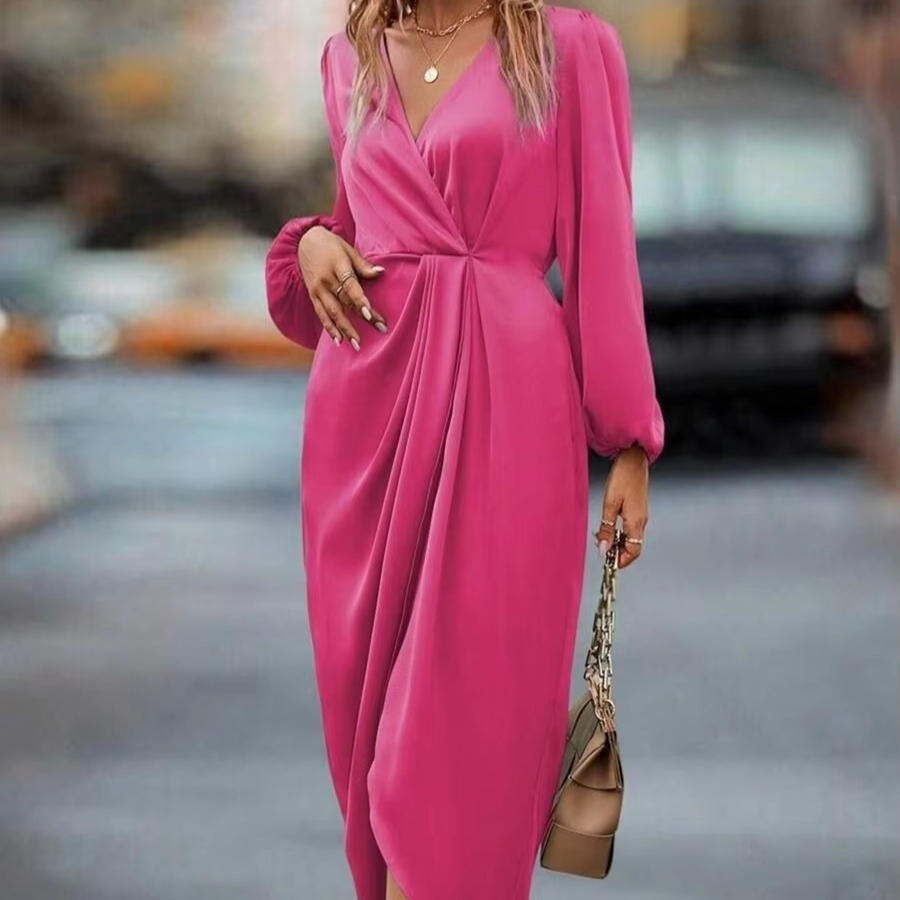 Classic Fall Women's Crew Neck Sweater Dress
