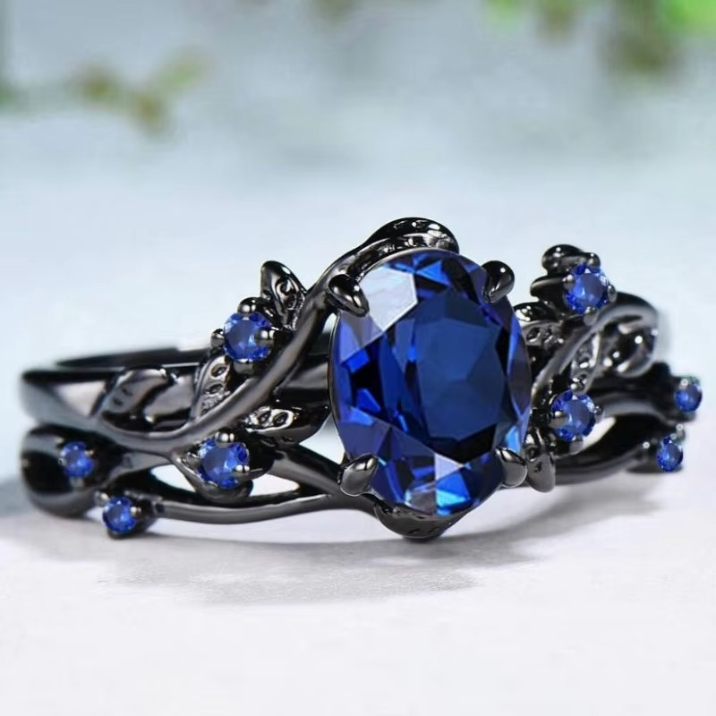 Blue Nature Inspired Bold Cocktail Ring