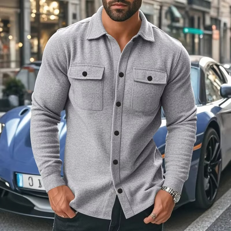 Warm Mens Fleece Coat with Pockets
