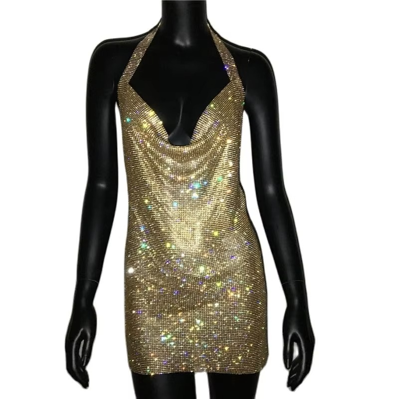 Glittering Sequin Backless Mini Party Dress for Women