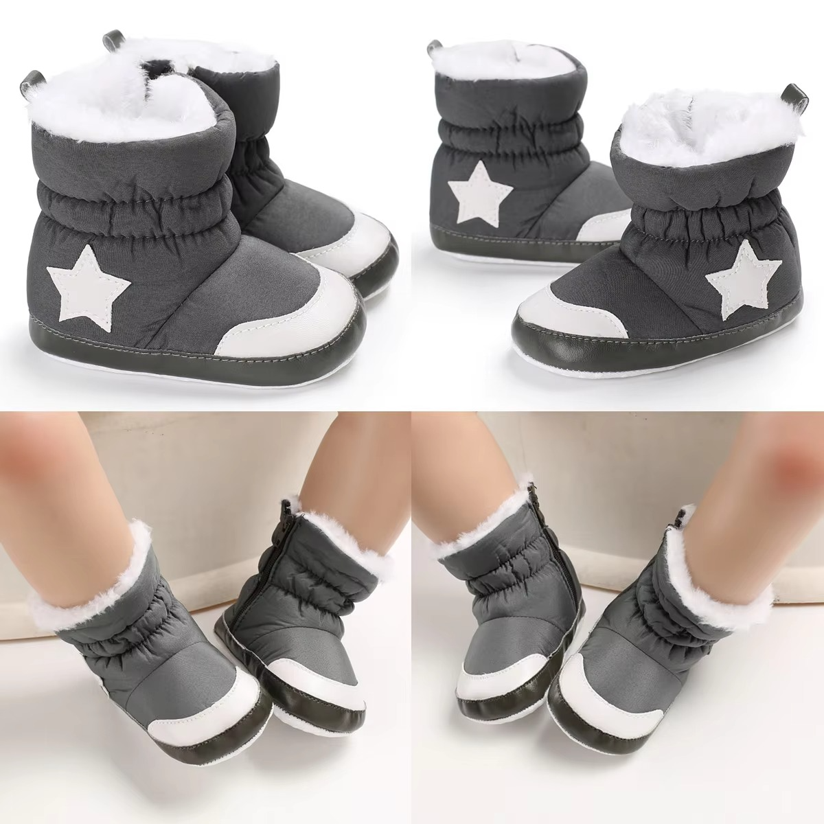 Cute Kids Snow Boots with Hearts, Cozy Ankle Socks