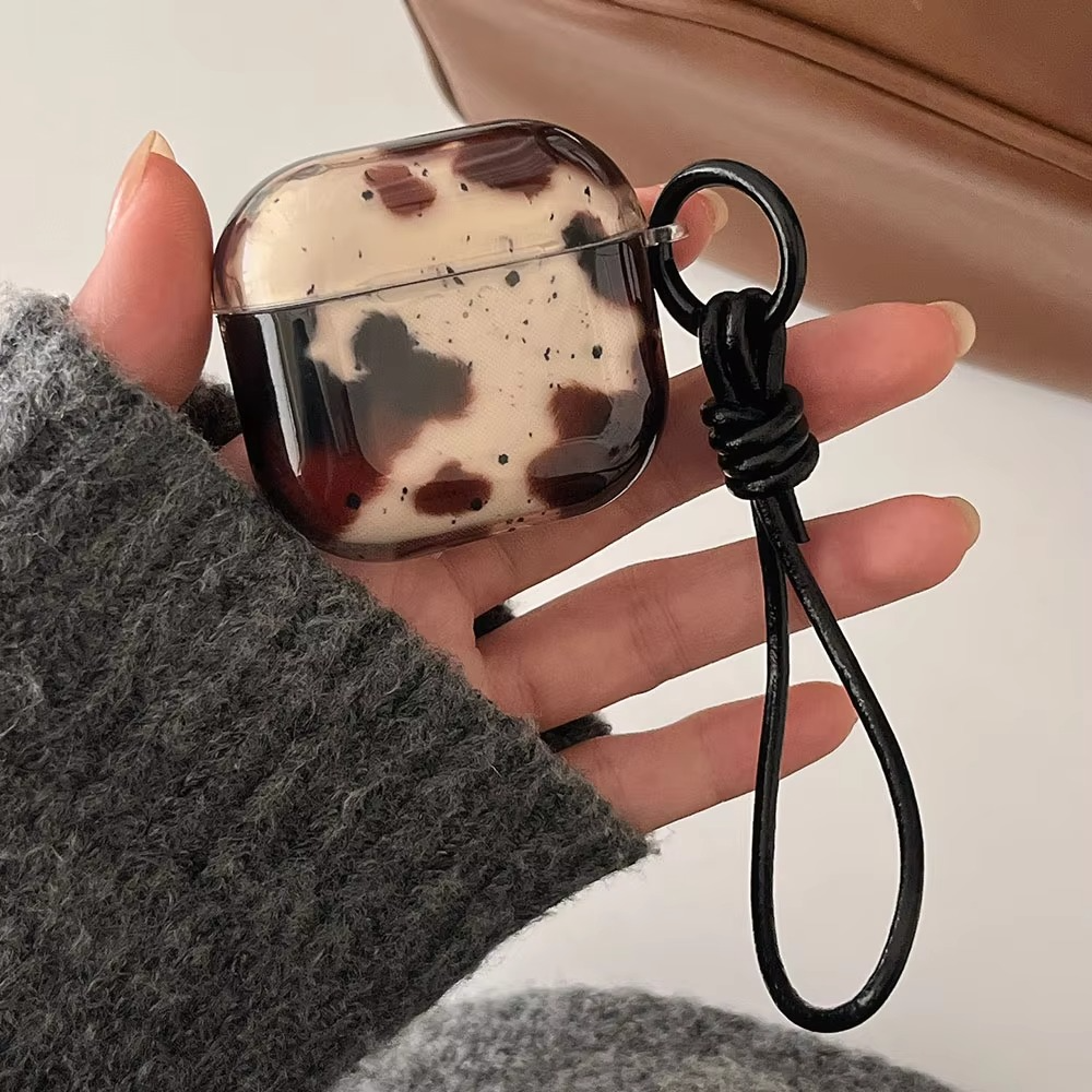 Stylish Agate Design AirPods Cover with Leather Strap