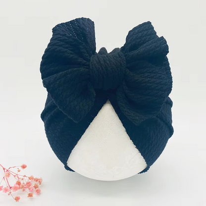 Soft Cable Baby Hat with Floral Headband