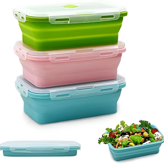 Space Saving Silicone Kitchen Containers 3 Piece Set - Hehif