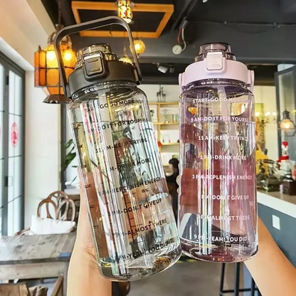 Big 68oz Insulated Gym Water Bottle with Straw and Timer