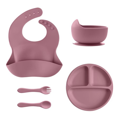 Soft Silicone Baby Feeding Set with Bowl and Utensils - Hehif
