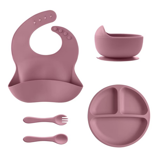 Soft Silicone Baby Feeding Set with Bowl and Utensils - Hehif