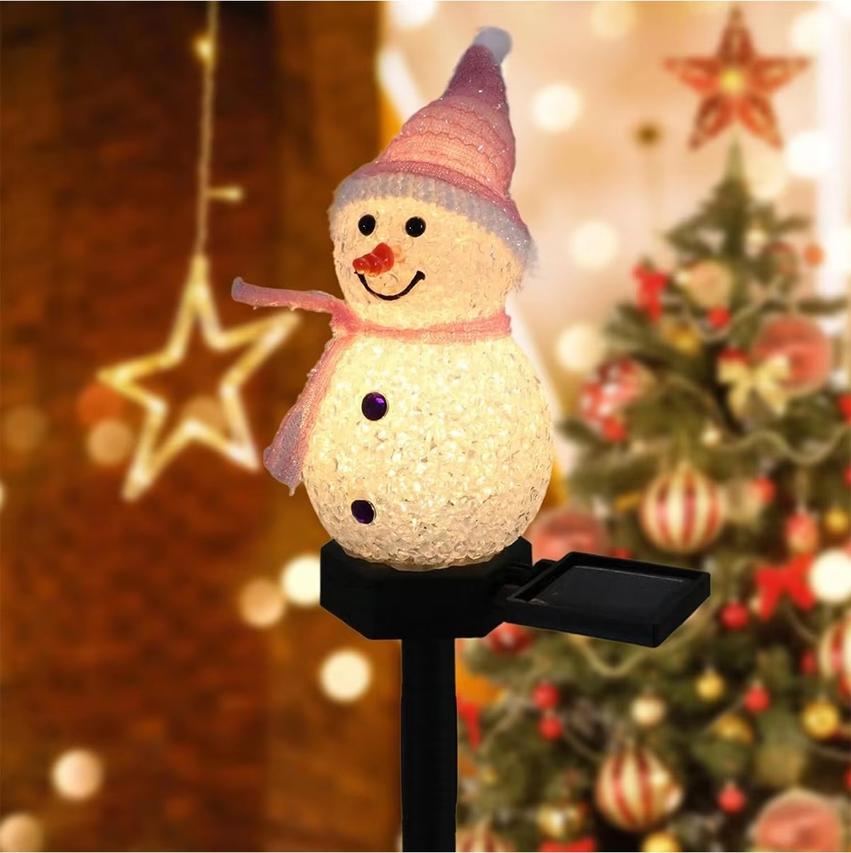 Festive Solar Powered Snowman Yard Light