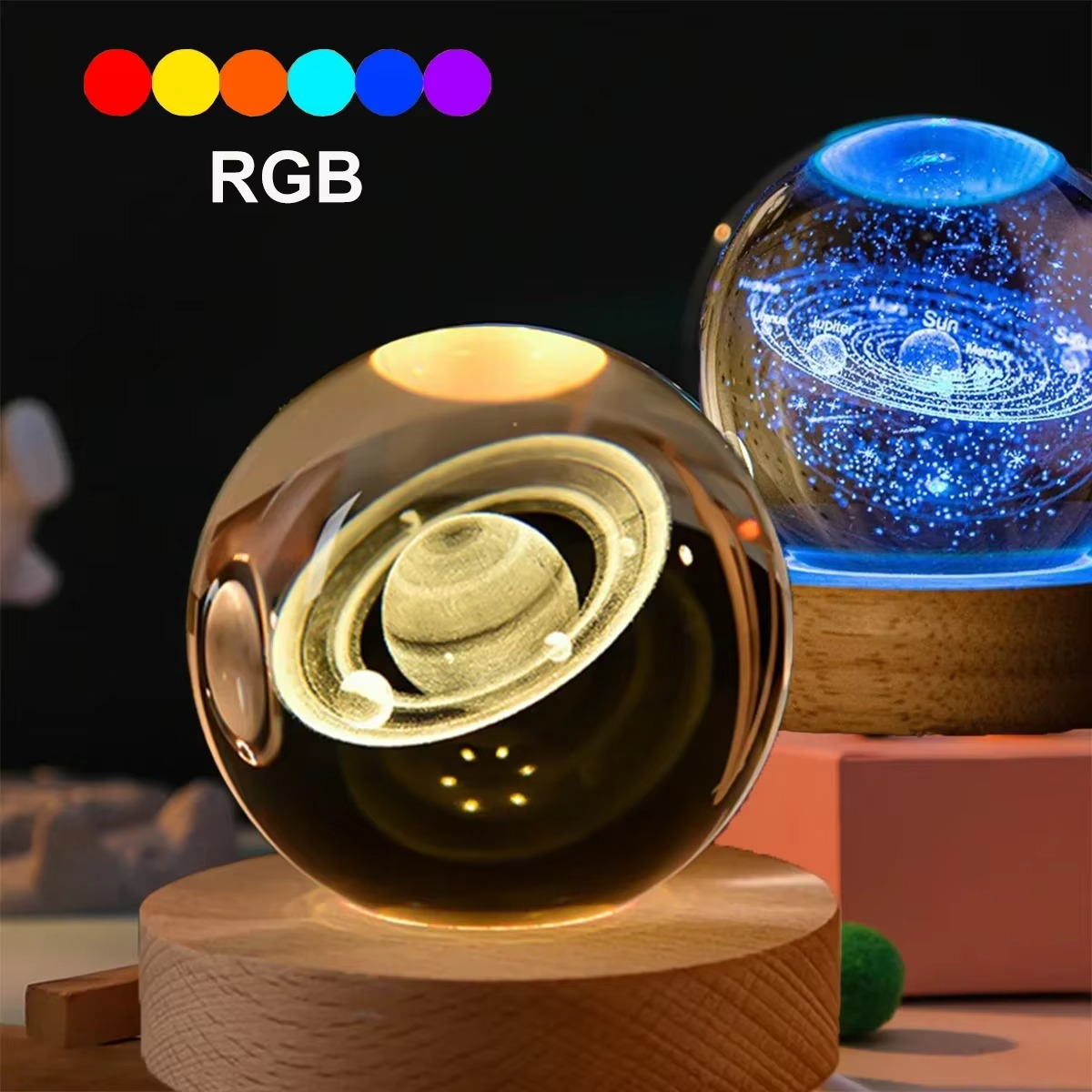 Colorful Globe Nightlight with Stars and Moon Design