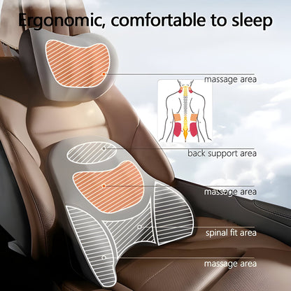 Heated Back and Neck Support Pillow for Home and Car