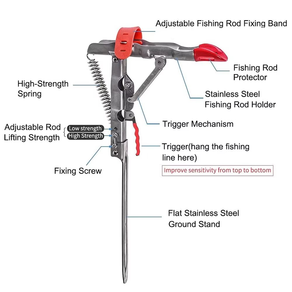 Easy Install Fishing Rod Holder with Adjustable Clamp