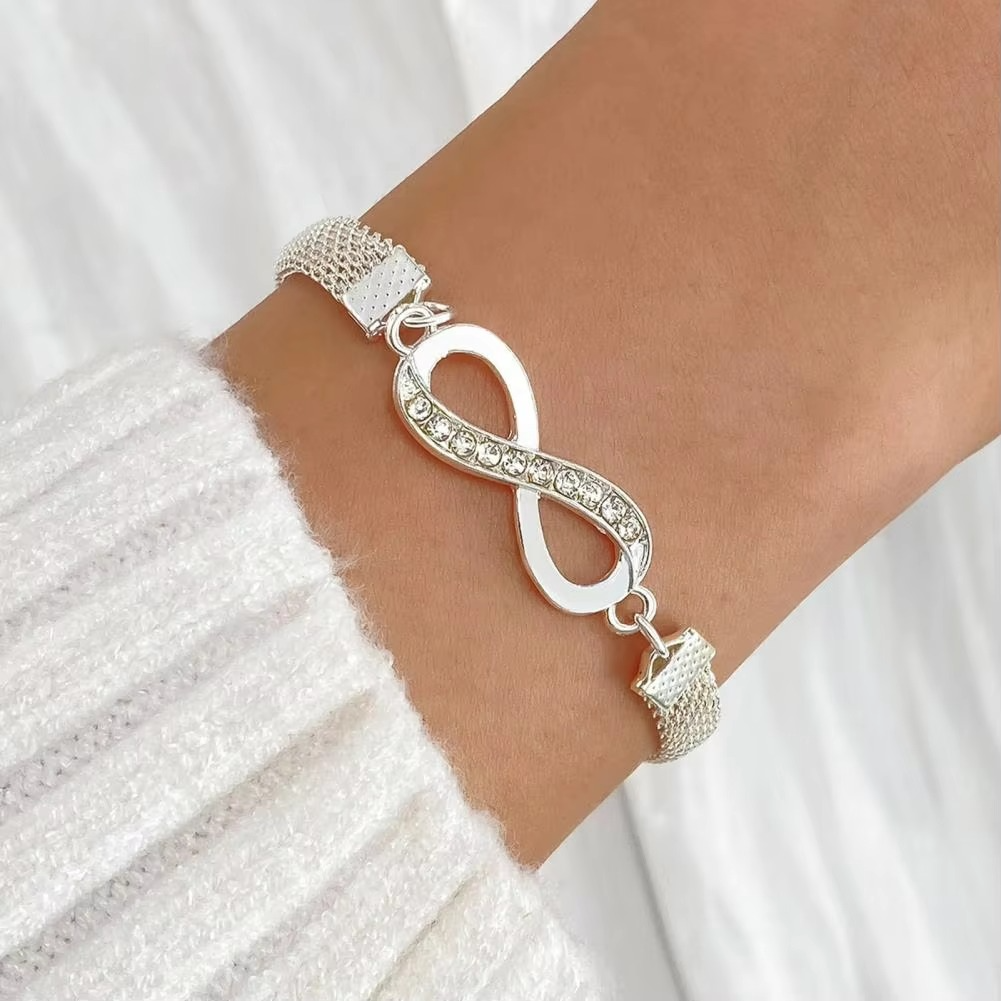 Sparkling Crystal Heart and Love Bracelet Set for Women