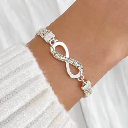 Sparkling Crystal Heart and Love Bracelet Set for Women